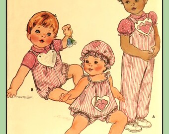 Infant Toddler JUMPER Panties HAT Jumpsuit Pattern Butterick 4241 Vtg 1980's