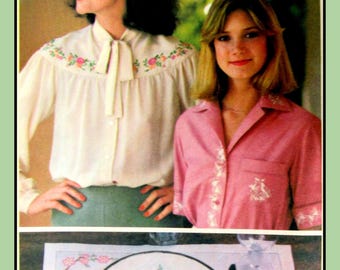 EMBROIDERY Motifs w ALPHABET Yellow Transfer Butterick 5496 Craft Pattern