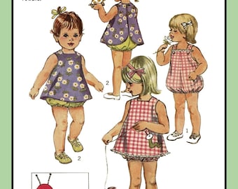 May include: A vintage Simplicity sewing pattern for a toddler's dress. The pattern number is 8812 and the price is 65 cents. The pattern includes three different styles of dresses, all with a cute applique of a green caterpillar. The pattern is for a size 3, with a 22 inch breast and 20 1/2 inch waist.