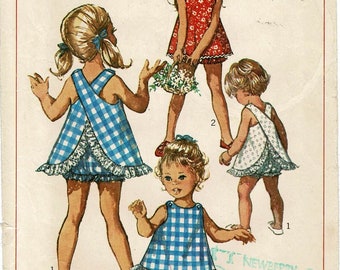 Girls Sleeveless TOP and BLOOMERS Toddler Child Simplicity 8165 Vintage 1969 Sewing Pattern Sizes 1/2, 1, 2, 4, and 5