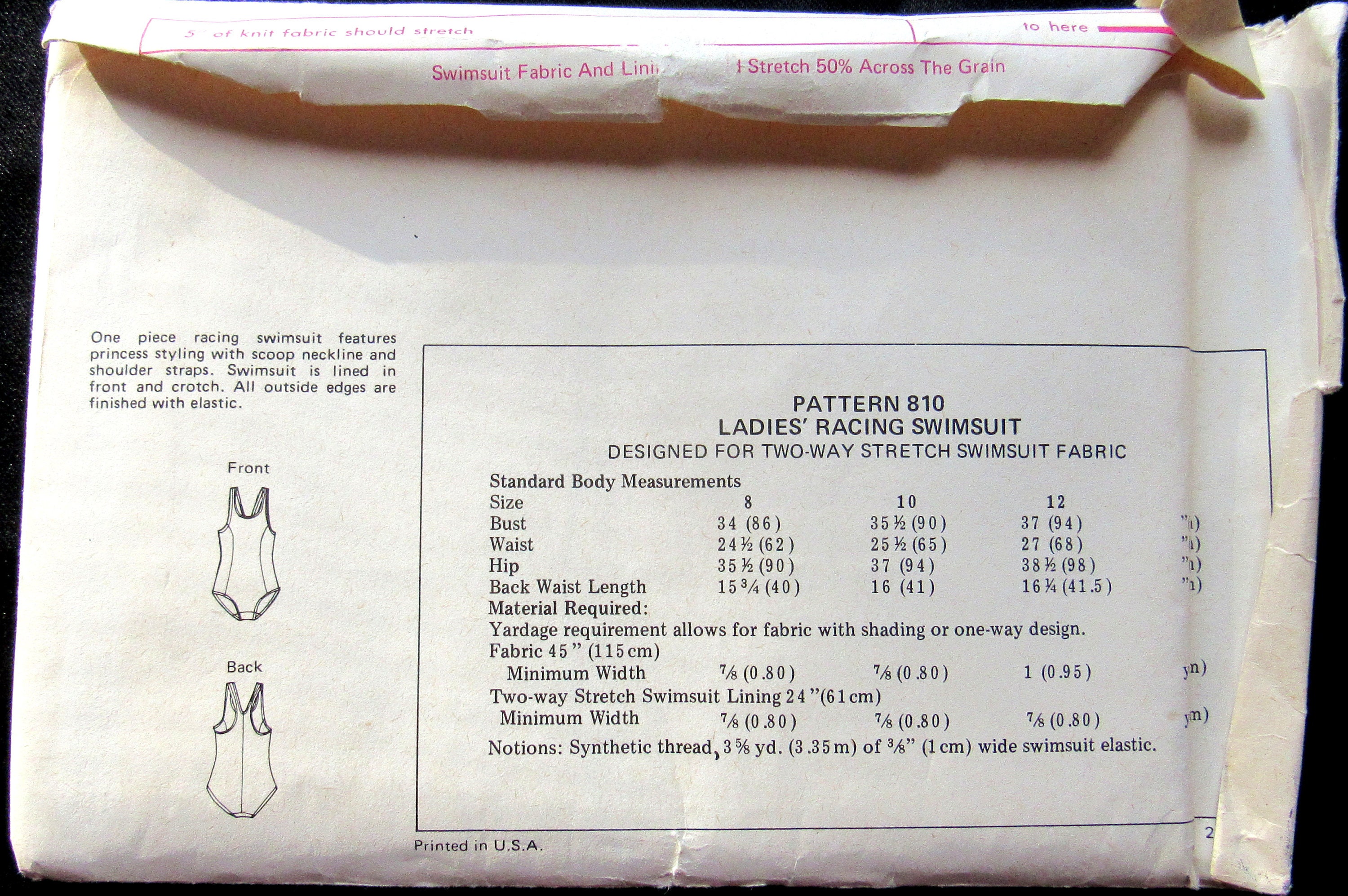 Swimsuit Racing Bathing Suit One Piece Kwik Sew 810 Vintage Etsy