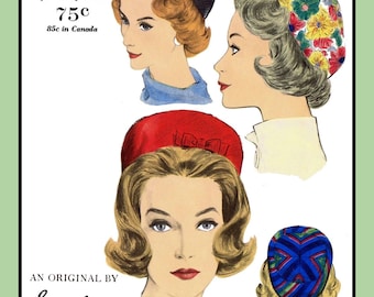Pillbox HAT Pattern 21-1/2&quot; by Sally Victory Vogue 5352 VTG 1961 Sewing Craft