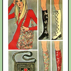 Misses SPATS and BAG Sack Purse CRAFT Sewing Pattern 9553 Vtg 1971