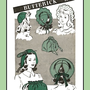 HATS Bags and MUFF Child or Misses Size 23&quot; Butterick 3212 Vintage 1940s Craft Sewing Pattern