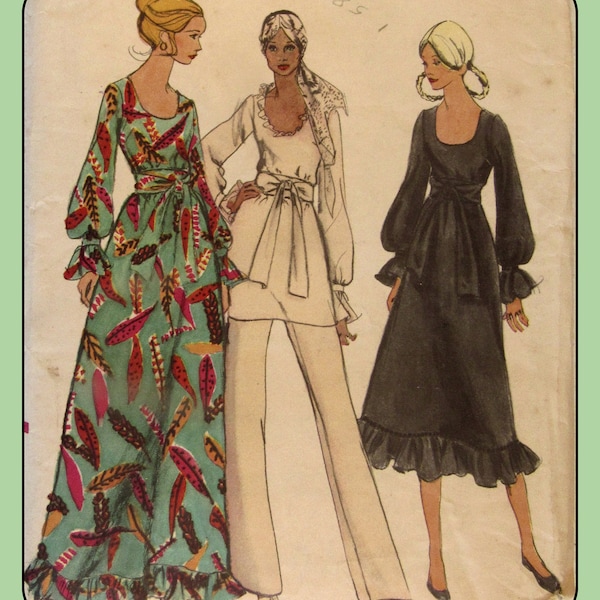 TUNIC Maxi-dress GOWN Below-knee Dress Size 10 RARE Vogue 7949 Vintage 1978 Sewing Pattern
