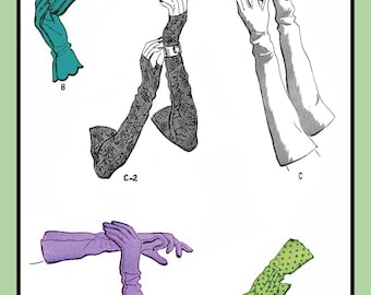 Long GLOVE Pattern Opera Shortie Day Evening or FINGERLESS Butterick 4260 Vtg 1947 UNPRINTED Sz 7