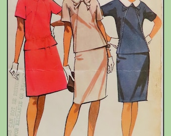 Misses Two-Piece DRESS Pattern Slim or A-line Skirt McCall&#39;s 8194 RARE Vintage 1966 Sizes 12, 18