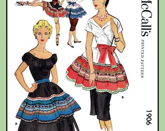Wrap Around Half APRON Pattern McCall's 1906 Waist 24"-30" Vintage 1954