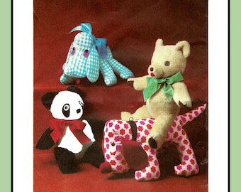 Stuffed Animal Pattern DOG Teddy Bear PANDA 15"-18" Simplicity 8908 Vtg 1972 Toy