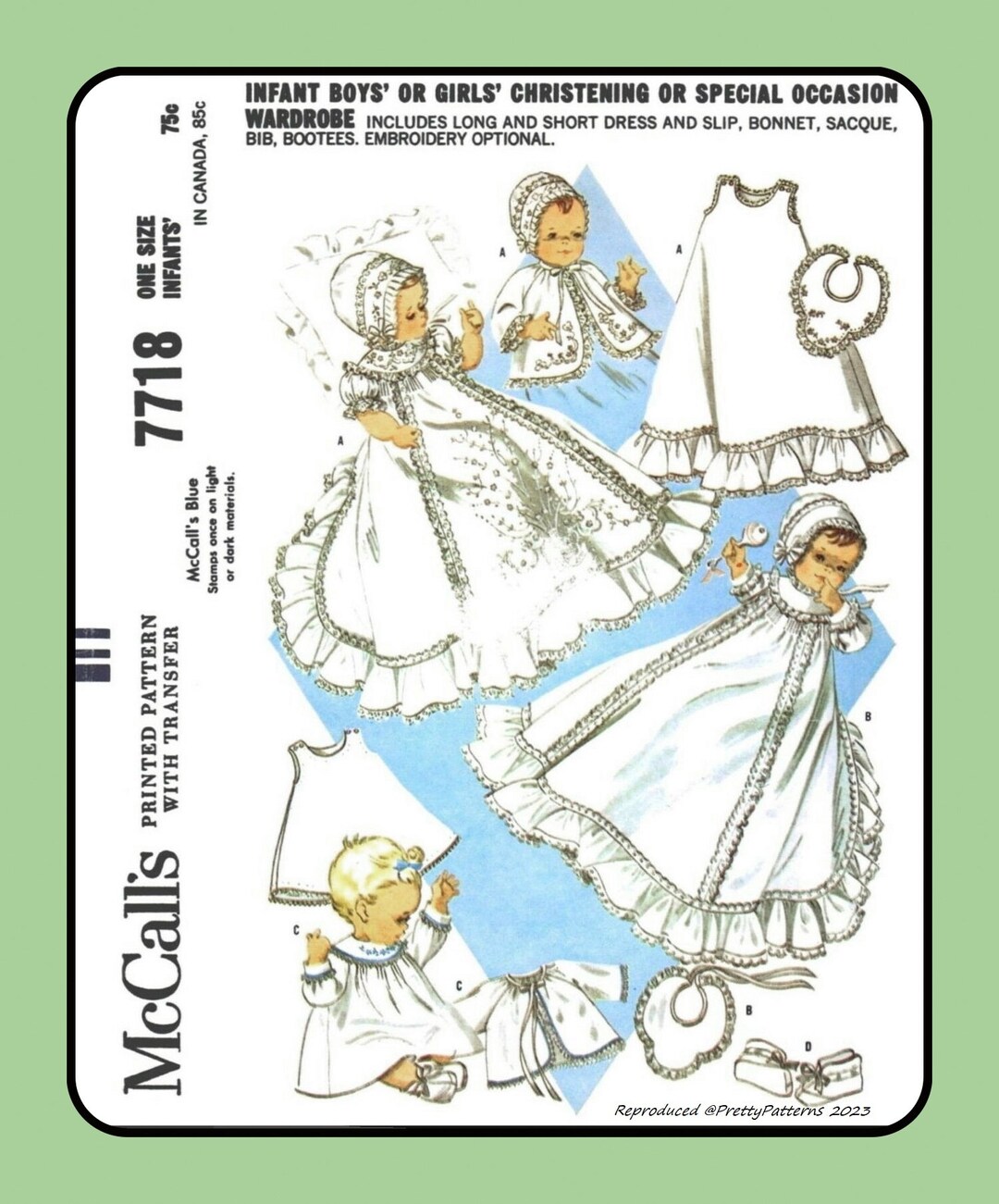 BABY Baptism Christening GOWN Dress Infant Mccall's 7718 Vintage 1965 Craft Sewing Pattern Etsy