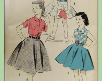Vintage 1957 Girls Dress Sewing Pattern: Flared Skirt, Size 10 Advance 8278 (UNCUT)