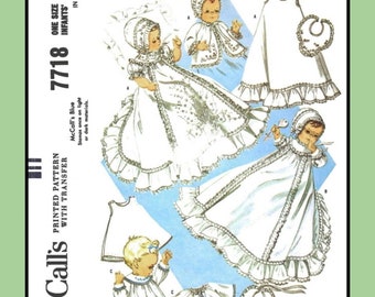 BABY Baptism Christening GOWN Dress Infant McCall's 7718 Vintage 1965 Craft Sewing Pattern