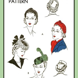 Draped TURBAN Hat FASCINATOR Pillbox Vogue 8426 Vintage 1943 Craft Sewing Pattern
