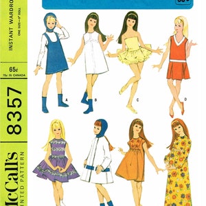 Doll Clothes for 9" Dolls McCall's 8357 Vintage 1966 Craft Sewing Pattern