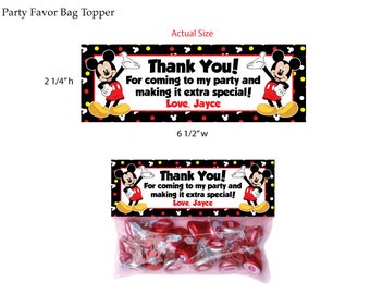 Mickey Mouse Party Favor Bag Topper