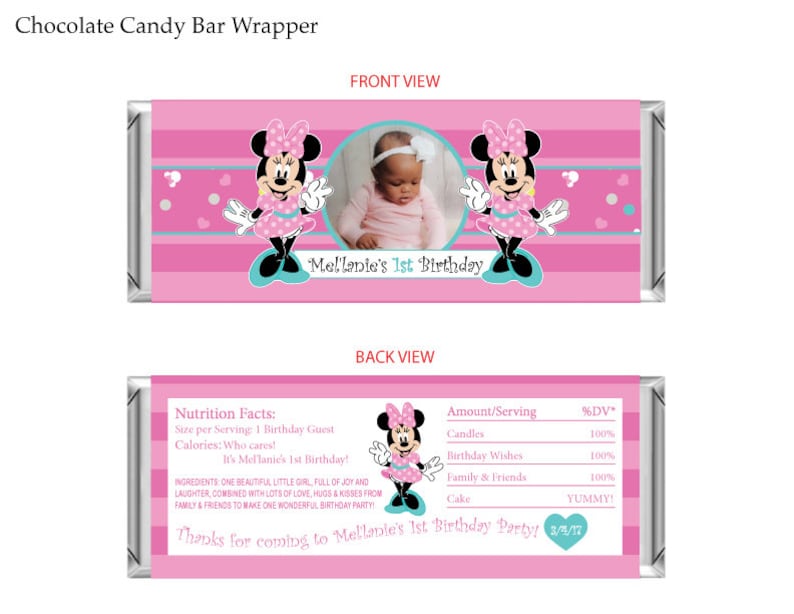 Minnie Mouse Chocolate Candy Bar Wrapper - Etsy