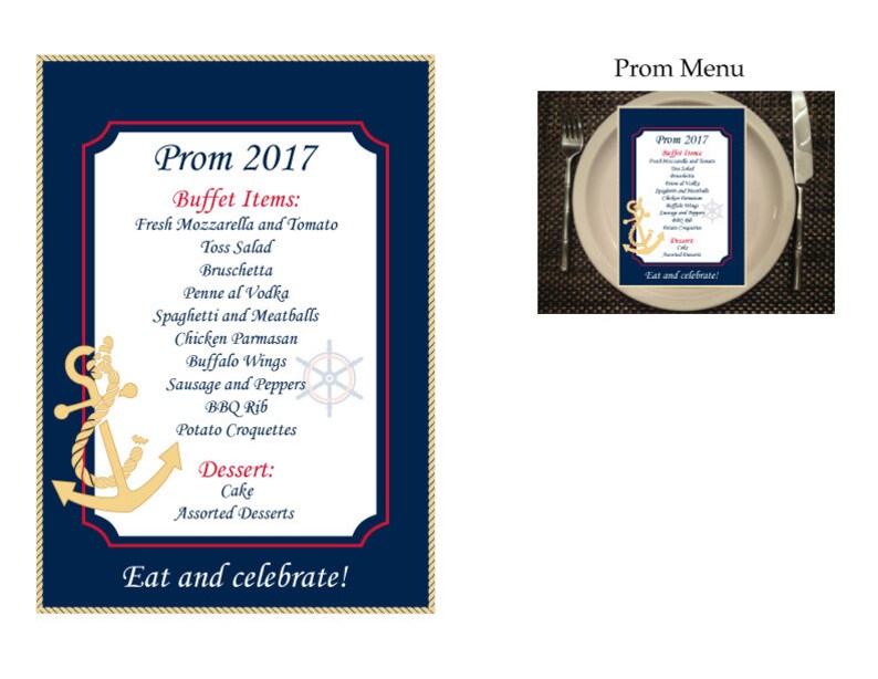 Prom Menu Italian Prom Menu (nautical Theme) - Etsy