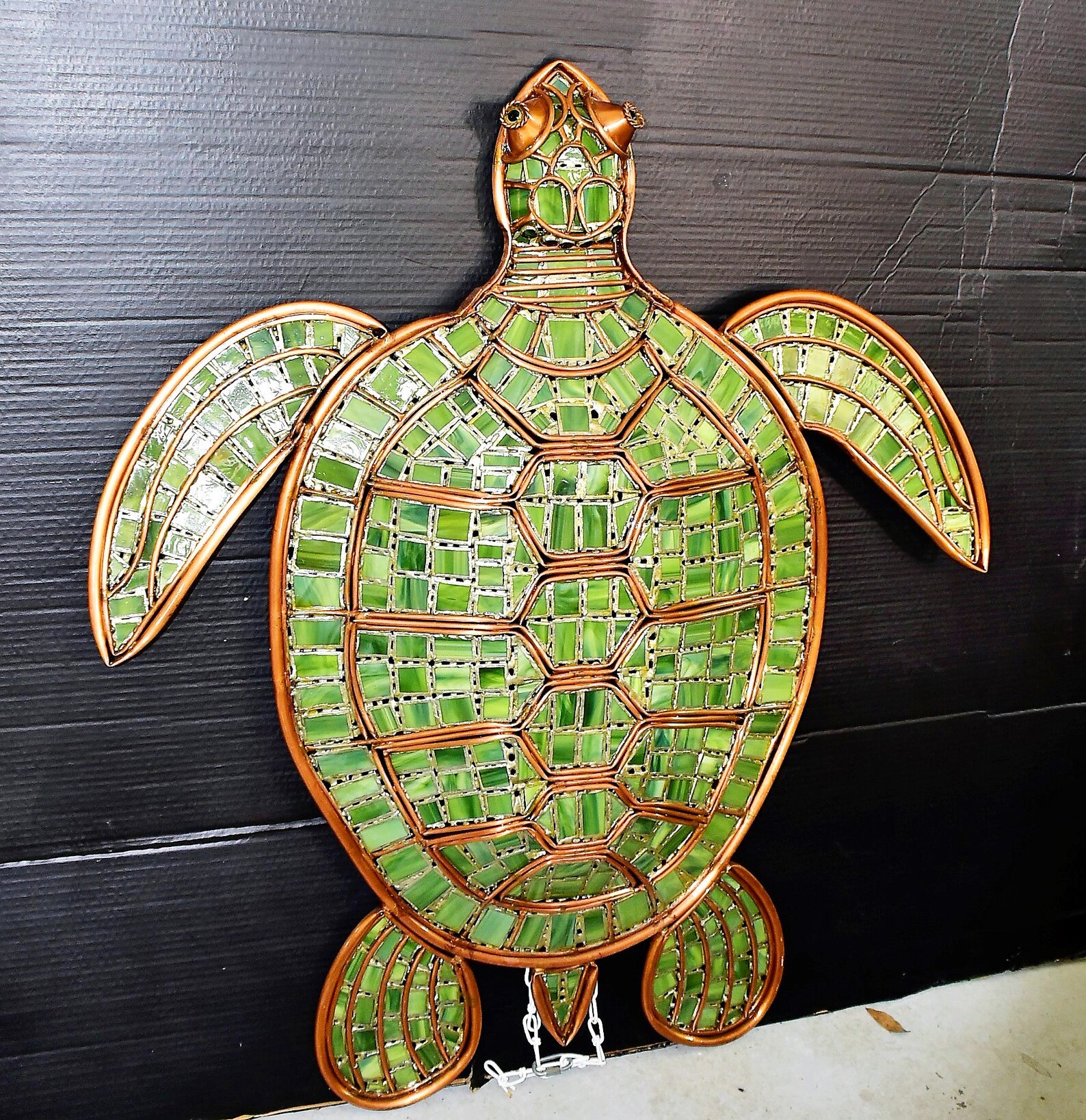 Large Sea Turtle Garden Art Sculpture Yard Art Stained Etsy