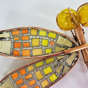 Garden Art Sculpture, Copper, Yellow Stained Glass, Dragonfly Art, Dragonfly, Insect Art, Outdoor, Yard Art, Copper Art, Metal, Garden Art