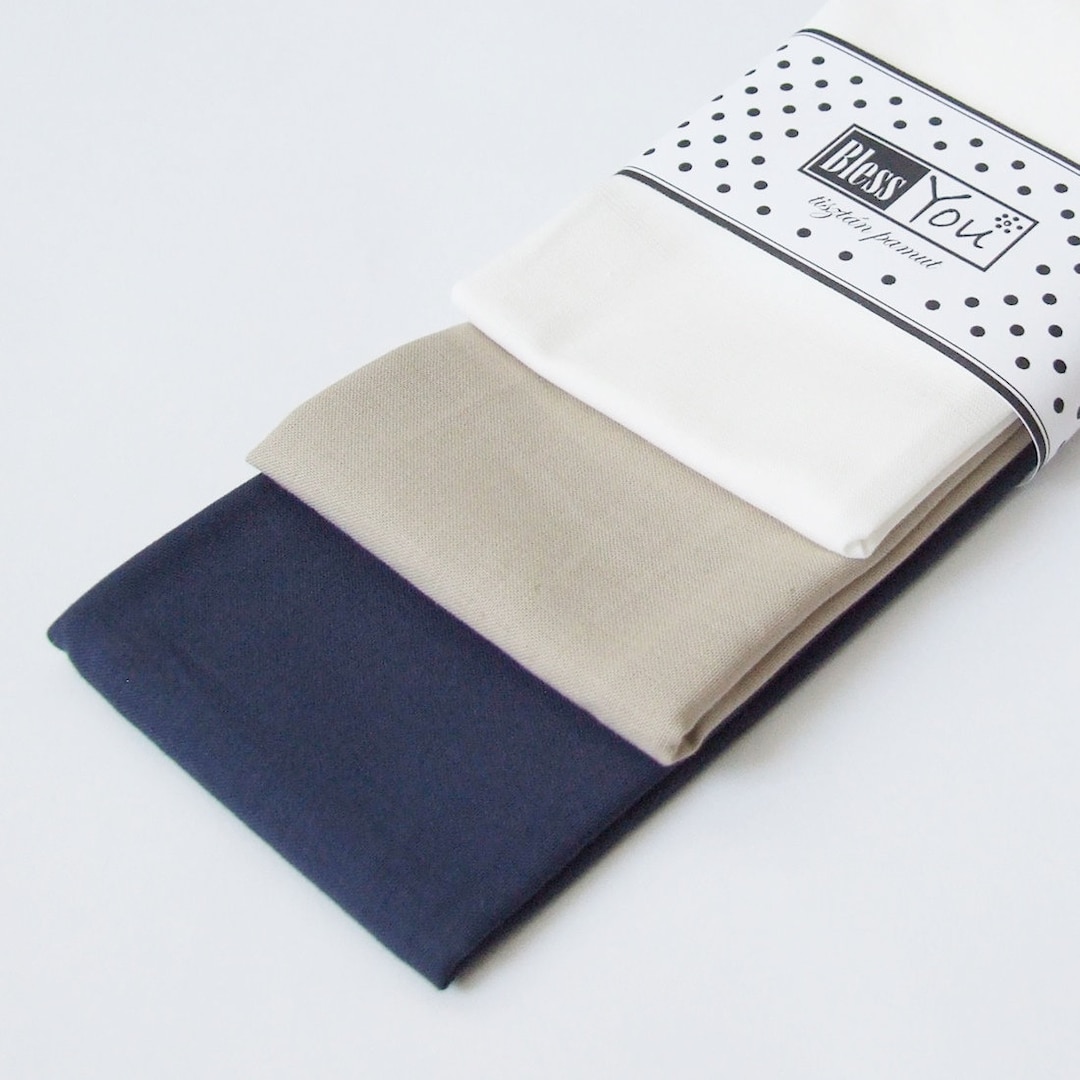 Set of 3 Handkerchiefs in Super Soft Cotton / Solid Color / 100 Cotton