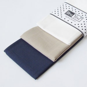 Set of 3 handkerchiefs in super soft cotton / solid color / 100% cotton