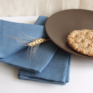 Melange denim blue linen napkins , 2 pieces in the set