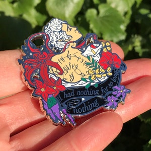 Astarion Baldur’s Gate 3 Enamel Pin, Pale Elf Vampire BG3 Pin Badge, Flower Quote Companion Inspired Hard Enamel Pin Badge