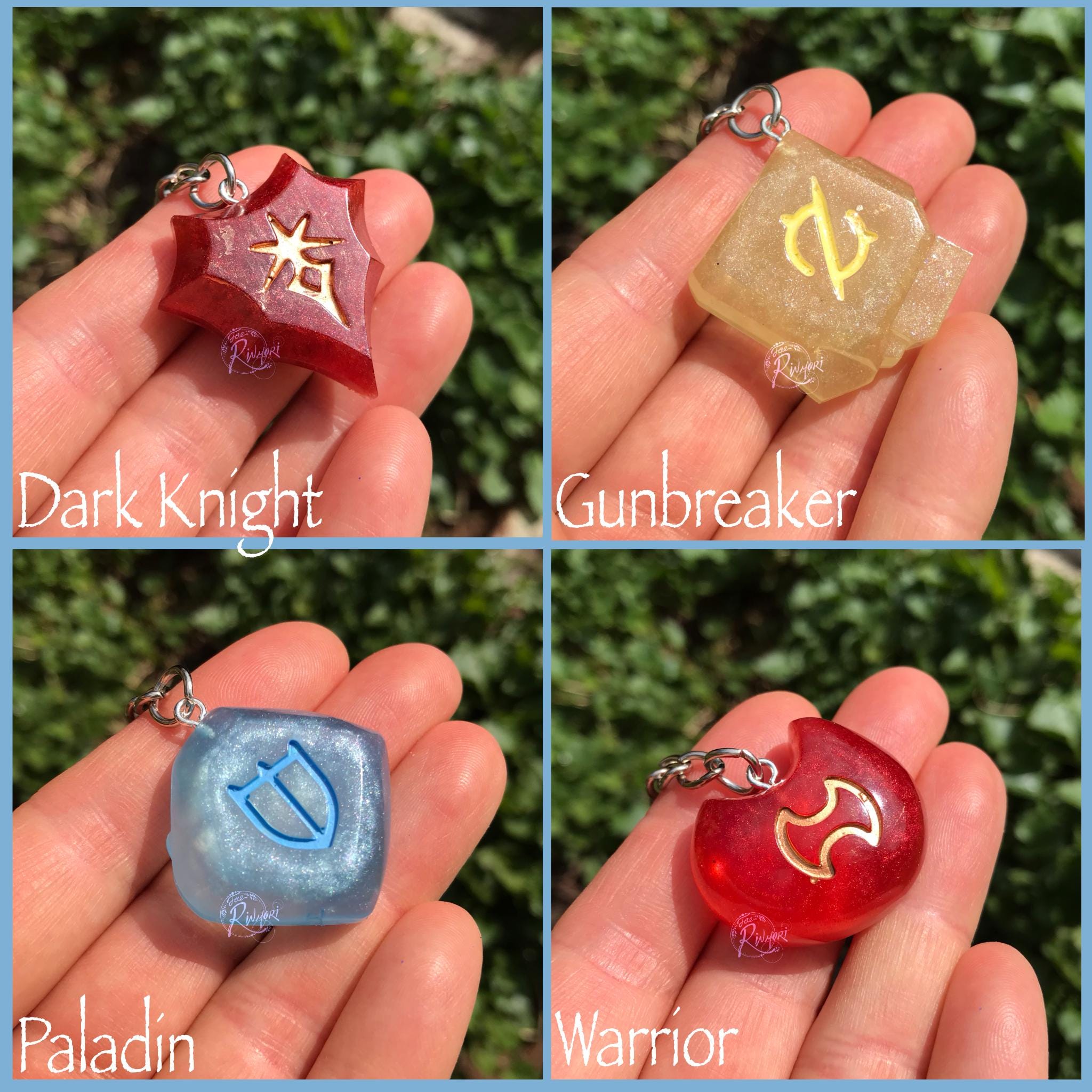 FFXIV Classic Colour Job Stone Keychains, Handmade Resin Warrior