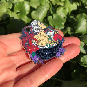 Video Game Astarion Character | Baldur’s Gate 3 Companion |  Pale Elf Vampire | Flower Quote Inspired Enamel Pin Badge |