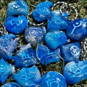 FFXIV Blue Job Stone Keychains, Handmade Resin FF14 Keyrings