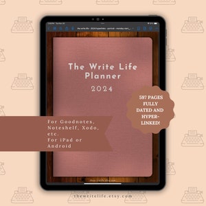 2024 Dated digital planner for writers, for iPad Android, author planner, PDF