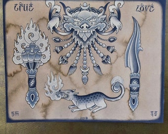 Tibetan Tattoo Art - Etsy Tibetan Tattoo Art - Etsy