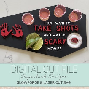 Tequila Shot Tray Scary Movie SVG / Glowforge Digitale Datei / Laser
