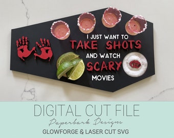 Tequila Shot Tray Scary Movie SVG / Glowforge Digital File / Laser