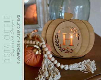 Pumpkin Luminary Candle Holder SVG / Glowforge Digital File / Laser