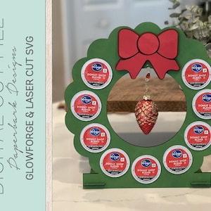 Christmas Wreath KCup Coffee Pod Keurig SVG / Glowforge Digital File / Laser