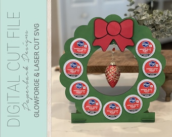 Christmas Wreath KCup Coffee Pod Keurig SVG / Glowforge Digital File / Laser
