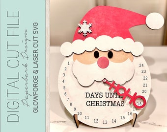 Santa Christmas Countdown HoHoHo SVG / Glowforge Digital File / Laser