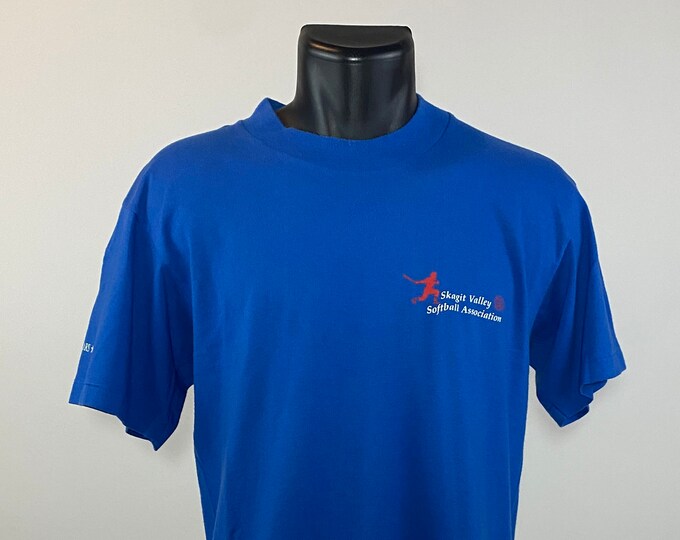 Vintage 1990's // Skagit Valley Softball Association T-Shirt // Large // Oneita // Made in USA // Single Stitch // All Stars // Washington