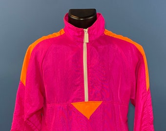 Vintage 1990's // Sunbuster Hi-Vis Reflective Jacket // Medium // Bicycle // Pink // Orange // Bike Safety // Tour De France // Outdoors