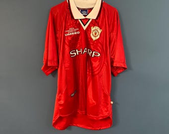 Vintage 1999 Official Manchester United Football Club Champions League Winners Jersey: XL, Red,  Umbro