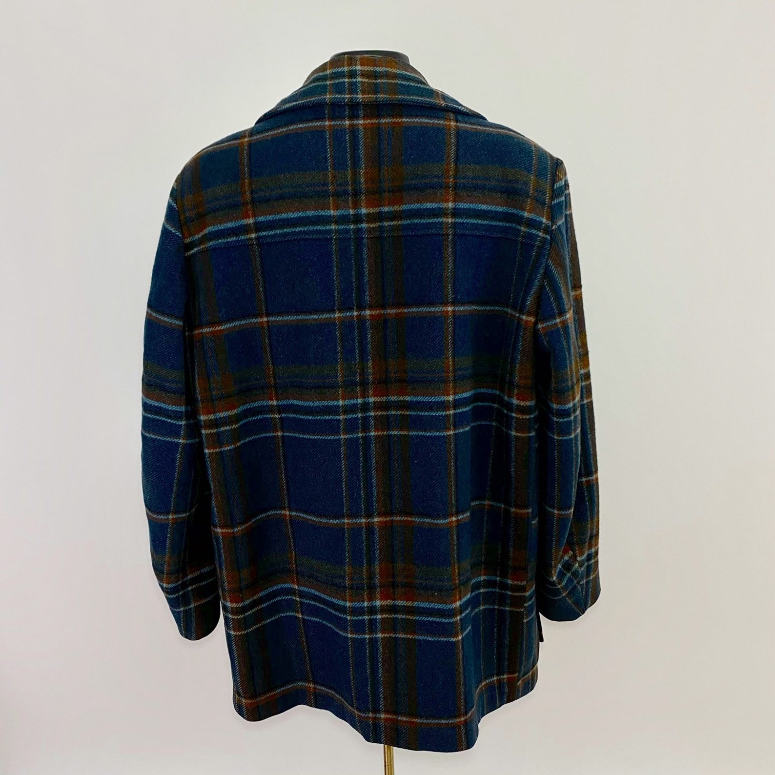 Vintage // Pendleton Plaid Wool Coat // Large // Blue Plaid | Etsy