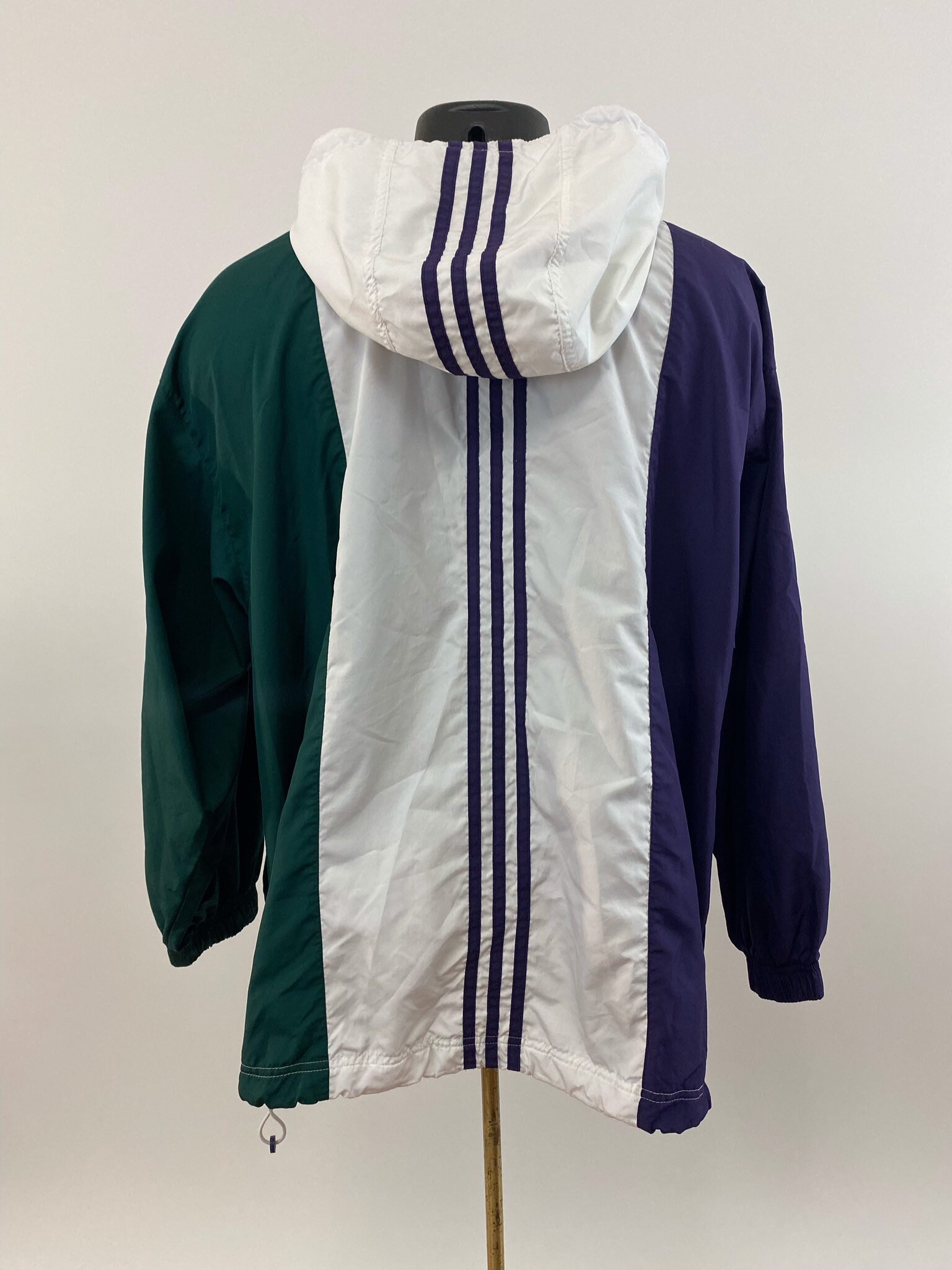 Vintage 1990s // Adidas Tri Color Windbreaker // Size Medium // White ...