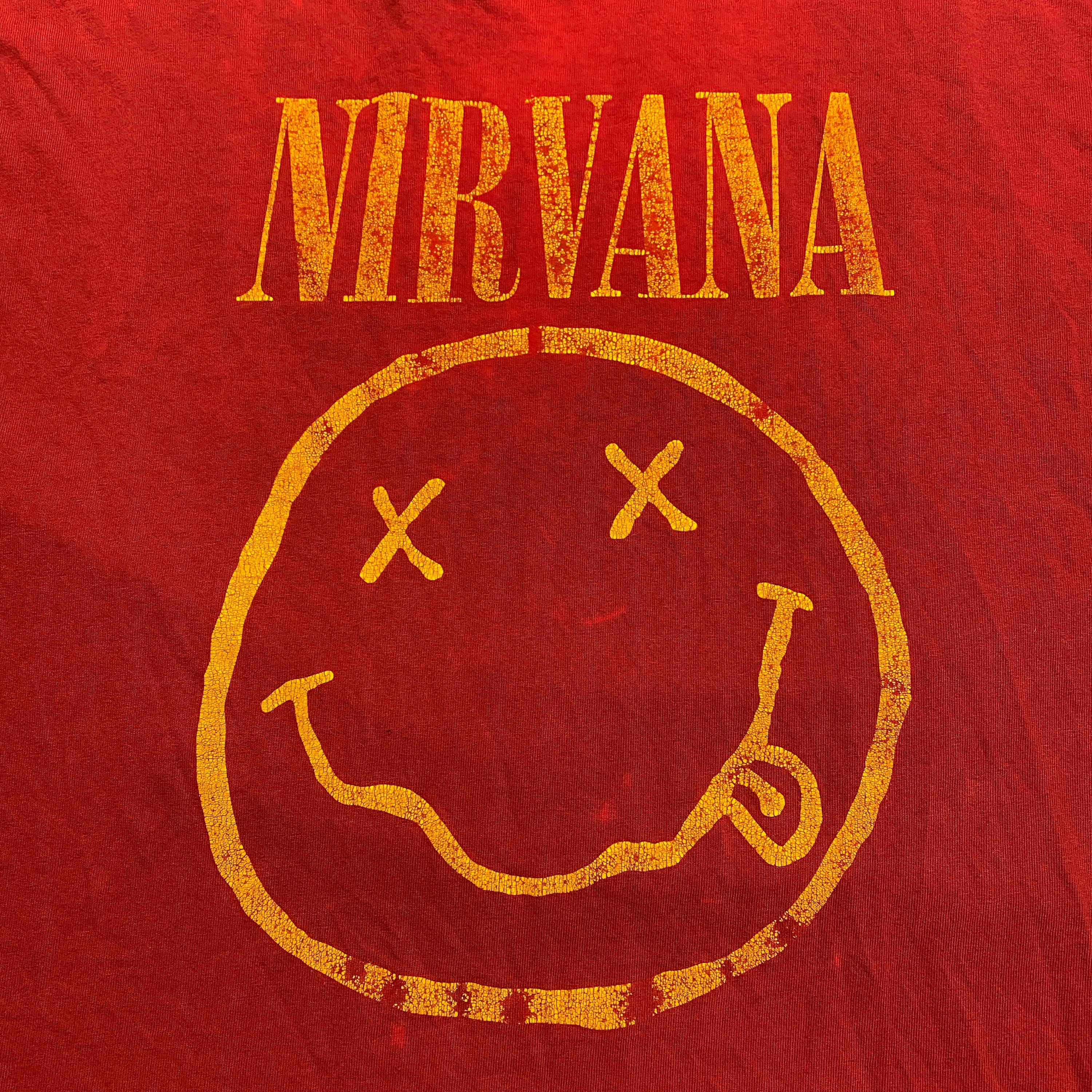 Vintage 90's Nirvana Smiley Face T-shirt: XL, Single Stitch