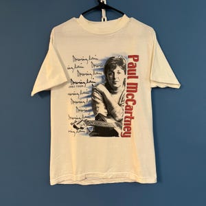 Vintage 2000&#39;s Paul McCartney Driving Rain 2002 Tour T Shirt: Medium, White, Diamond Star