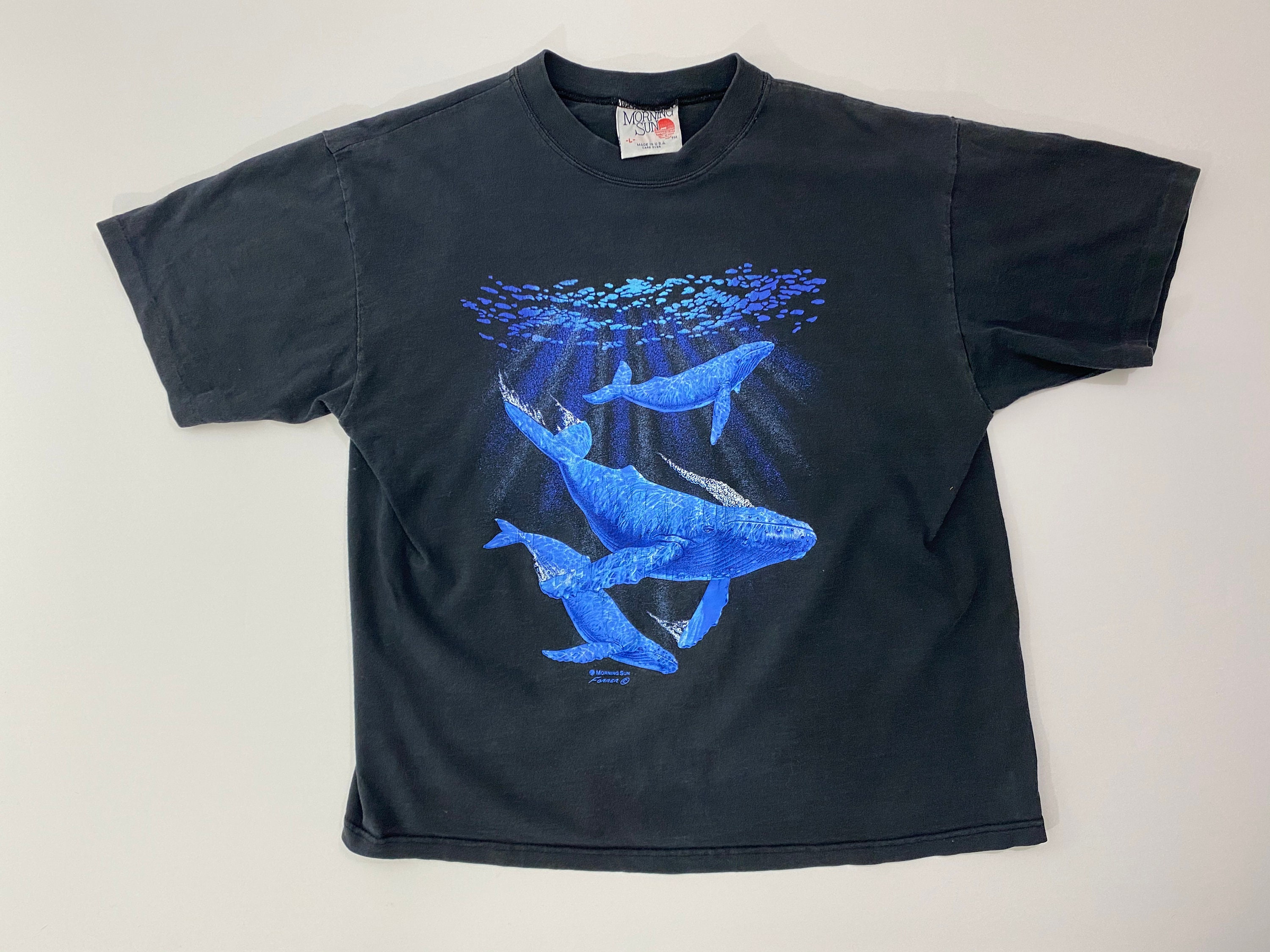 Vintage 1990's // Humpback Whale T shirt // Large // Black | Etsy