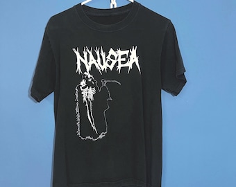 Vintage 1990's Nausea Extinction Punk Band T Shirt: Medium, Black