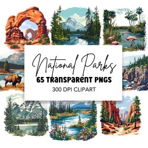 National Park clipartbundel, digitale download kunst voor commercieel gebruik, png-illustraties Pack US Travel Art