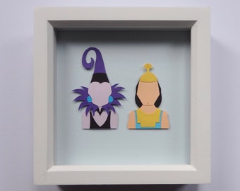 Framed 'Yzma & Kronk' Emperor's New Groove Inspired Paper Art