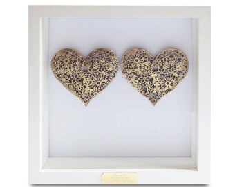 Framed Gold Hearts - 50th Wedding Anniversary Artwork